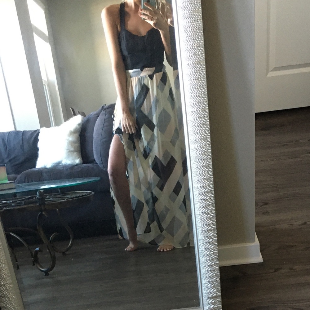 Charlotte Russe Geometric Maxi Dress with Slits